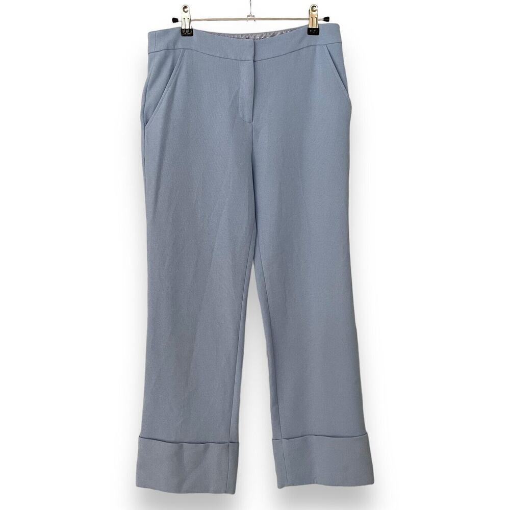 Trina Turk Sky Blue Banshee High Rise Cuffed Straight Leg Dress Pants Size 4 - Picture 2 of 6